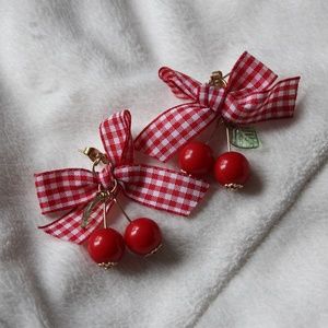 Cute sterling silver cherry earrings